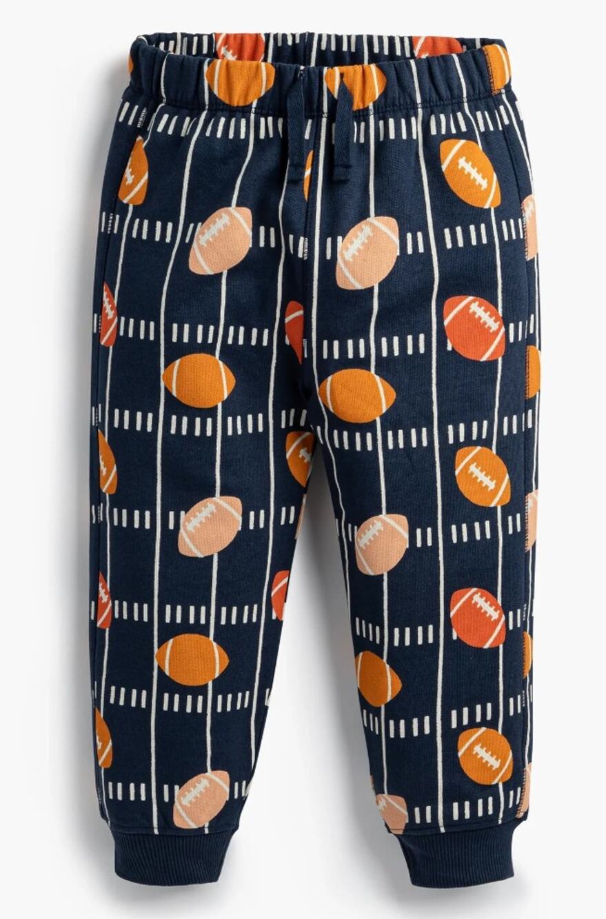 Football Fall Super Bowl Print Jogger Pants Sweatpants Organic Cotton Sz 5 M+A